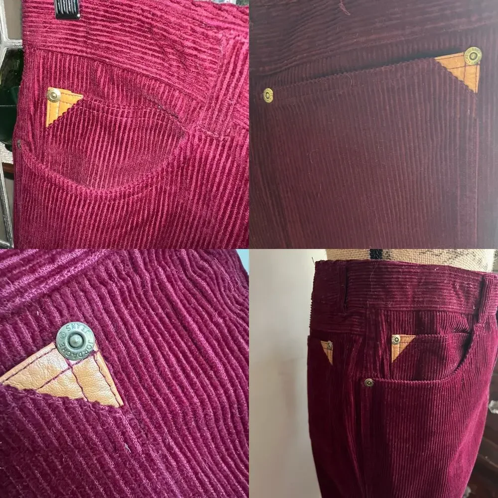 Vintage Jordache Corduroy Pants Cranberry High Rise Bootcut 32L